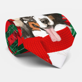 Bernese Mountain Dog Tartan Karierte Weihnachten Krawatte