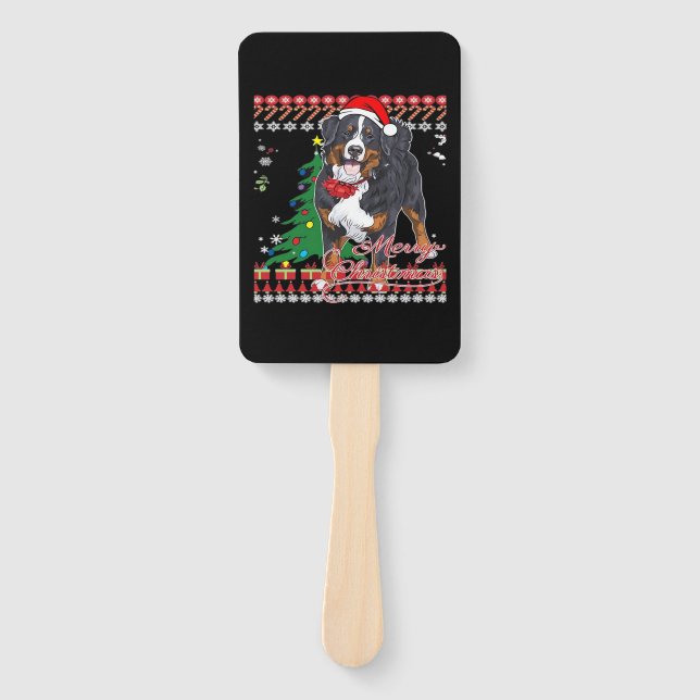 Bernese Mountain Dog Ugly Christmas Sweater Shirt Fächer (Vorderseite)