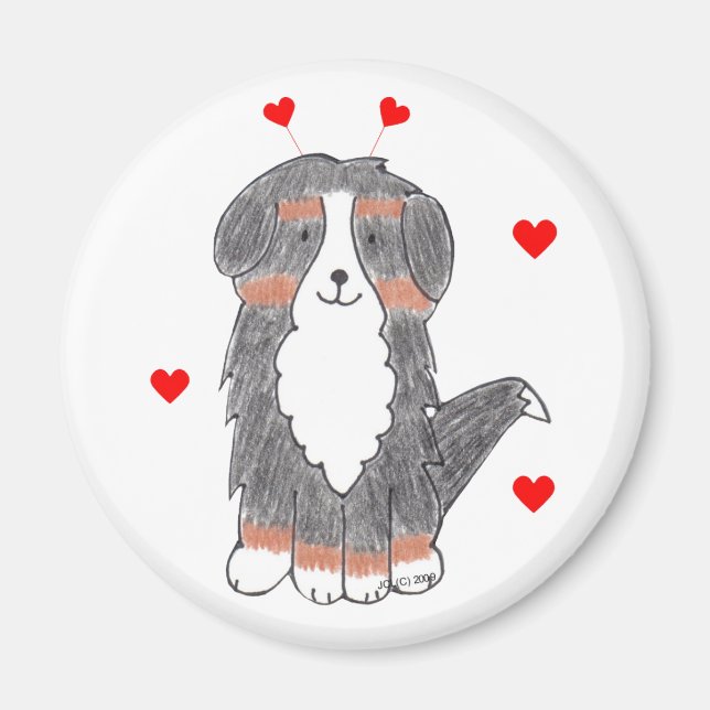 Bernese Mountain Dog Valentine Oars Magnet (Vorne)