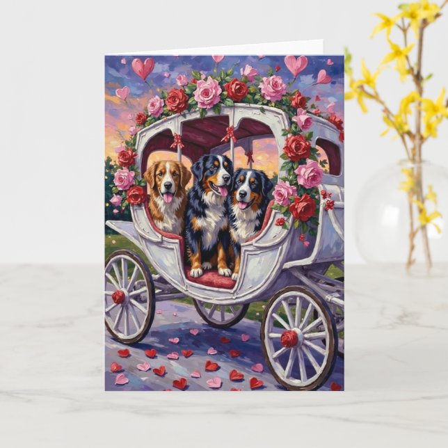 Bernese Mountain Dog Valentine's Day Karte (Gelbe Blume)