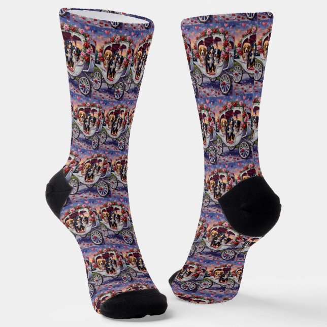 Bernese Mountain Dog Valentine's Day Socken (Gewinkelt)