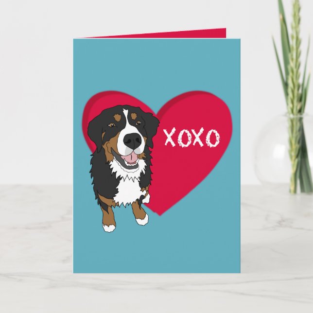 Bernese Mountain Dog Valentinstag Dankeskarte (Vorderseite)