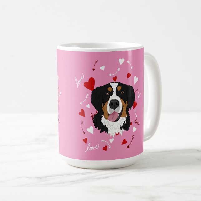 Bernese Mountain Dog Valentinstag Kaffeetasse (VorderseiteRechts)