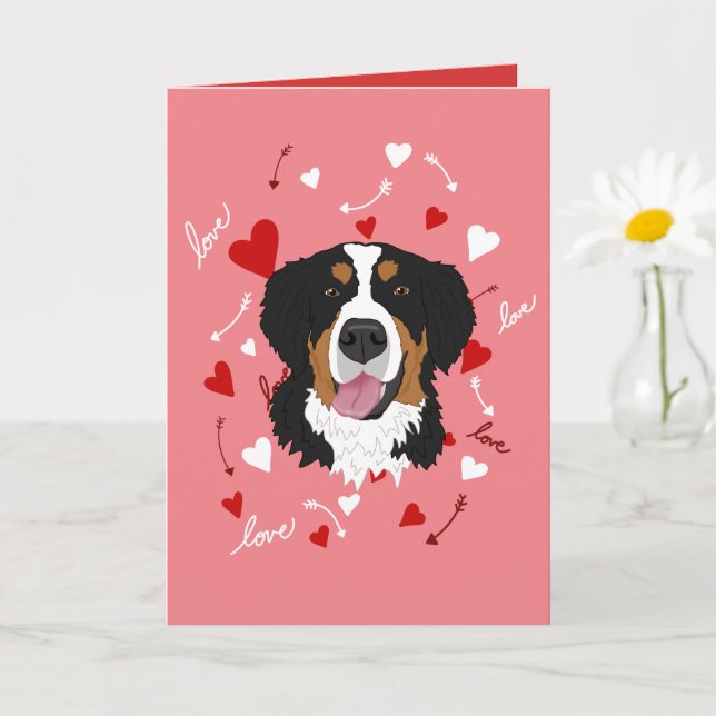 Bernese Mountain Dog Valentinstag Karte (Kleine Pflanze)
