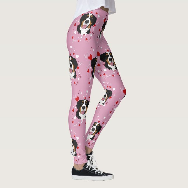 Bernese Mountain Dog Valentinstag Leggings (Rechts)