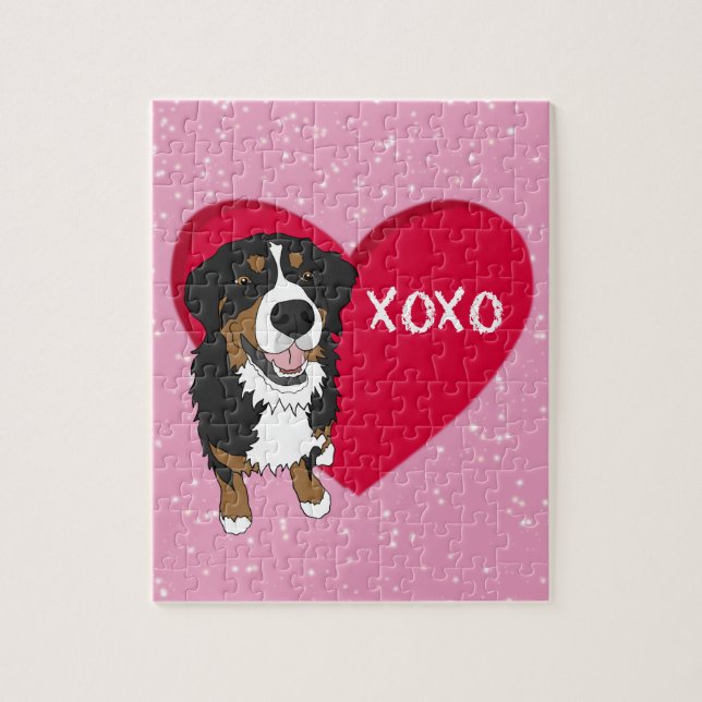 Bernese Mountain Dog Valentinstag Puzzle (Vertikal)