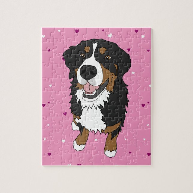Bernese Mountain Dog Valentinstag Puzzle (Vertikal)