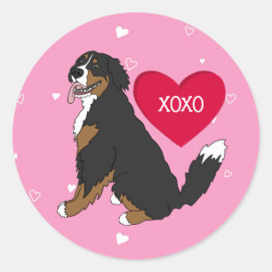 Bernese Mountain Dog Valentinstag Runder Aufkleber