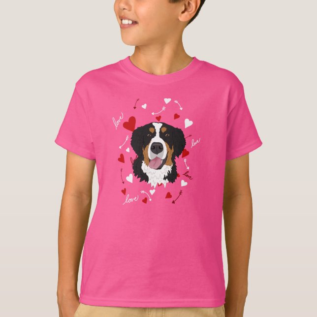 Bernese Mountain Dog Valentinstag T-Shirt (Vorderseite)