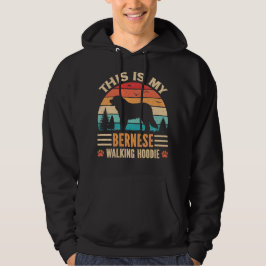 Bernese Mountain Dog Walking Retro Vintage Sunset Hoodie
