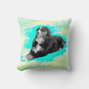 Bernese Mountain Dog Wasserfarbene Kunst, Dichtung Kissen