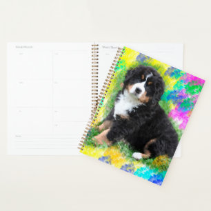 Bernese Mountain Dog Watercolor Art Painting Planer