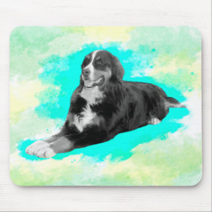 Bernese Mountain Dog Watercolor Art Throw Mousepad