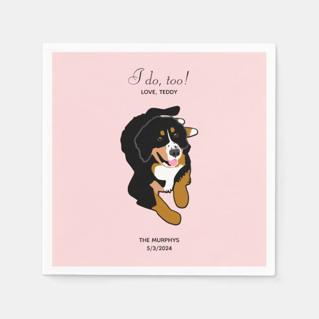 Bernese Mountain Dog Wedding Cocktail Napkins Serviette (Vorderseite)