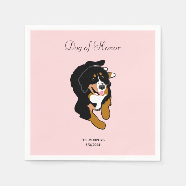 Bernese Mountain Dog Wedding Cocktail Napkins Serviette (Vorderseite)