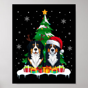 Bernese Mountain Dog Weihnachtsbaum Lichter Santa Poster