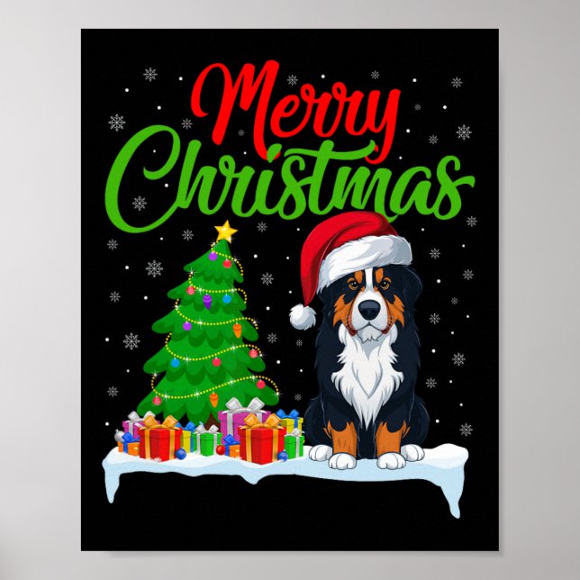 Bernese Mountain Dog Weihnachtsbaum Lichter Weihna Poster (Vorne)