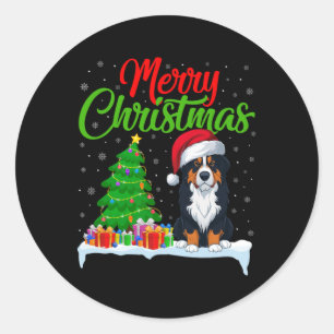 Bernese Mountain Dog Weihnachtsbaum Lichter Weihna Runder Aufkleber