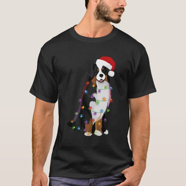 Bernese Mountain Dog Weihnachtslicht Xmas Dog Lov T-Shirt (Vorderseite)