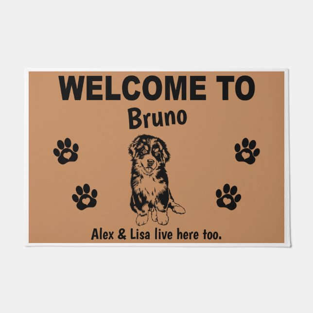 Bernese Mountain Dog Welcome Home Personalized     Fußmatte (Vorderseite)