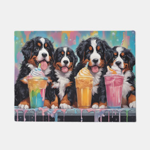 Bernese Mountain Dog Welpen trinken Milchshakes Fußmatte