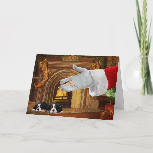 Bernese Mountain Dog Welpen Weihnachtskarte Feiertagskarte (Vorderseite)
