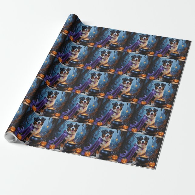 Bernese Mountain Dog Whimsical Halloween Malerei Geschenkpapier (Ungerollt)