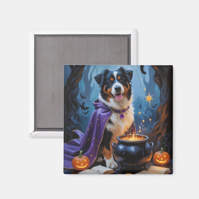 Bernese Mountain Dog Whimsical Halloween Malerei Magnet (Vorderseite/Rückseite)