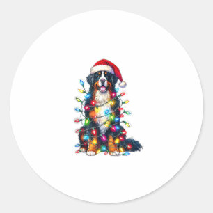 Bernese Mountain Dog x Christmas Lights Runder Aufkleber