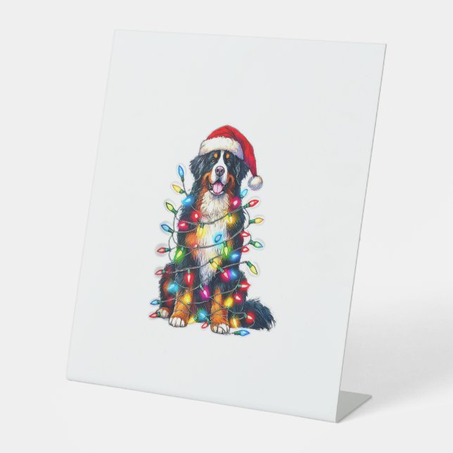 Bernese Mountain Dog x Christmas Lights Sockelschild (Vorderseite)