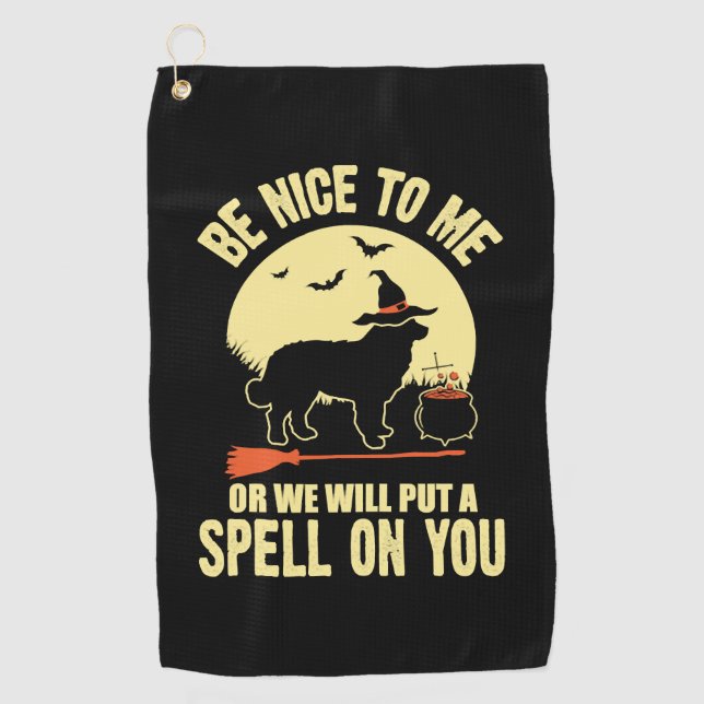 Bernese Mountain Dog Zauber auf You Halloween Cost Golfhandtuch (Vorderseite)