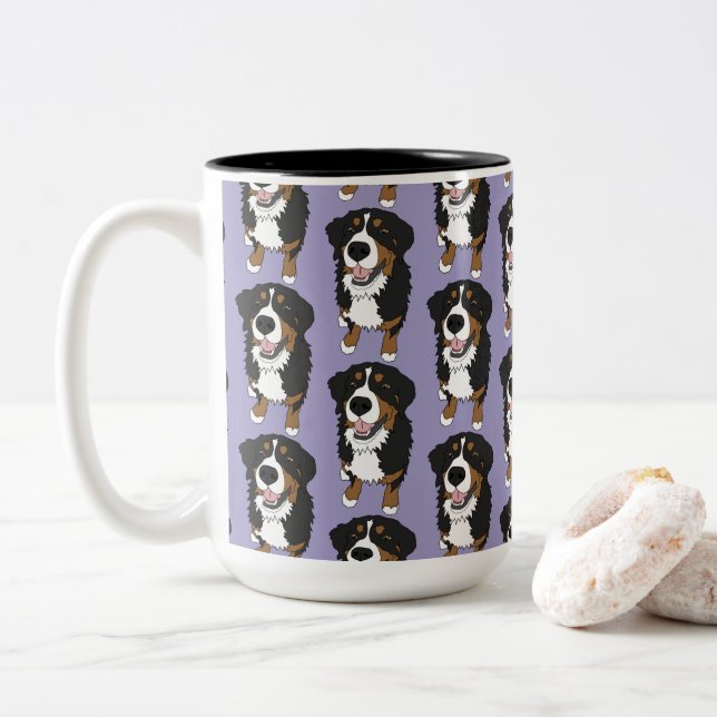Bernese Mountain Dog Zweifarbige Tasse (Mit Donut)