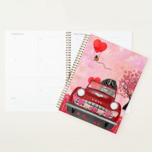 Bernese Mountain Driving Car with Hearts Valentine Planer