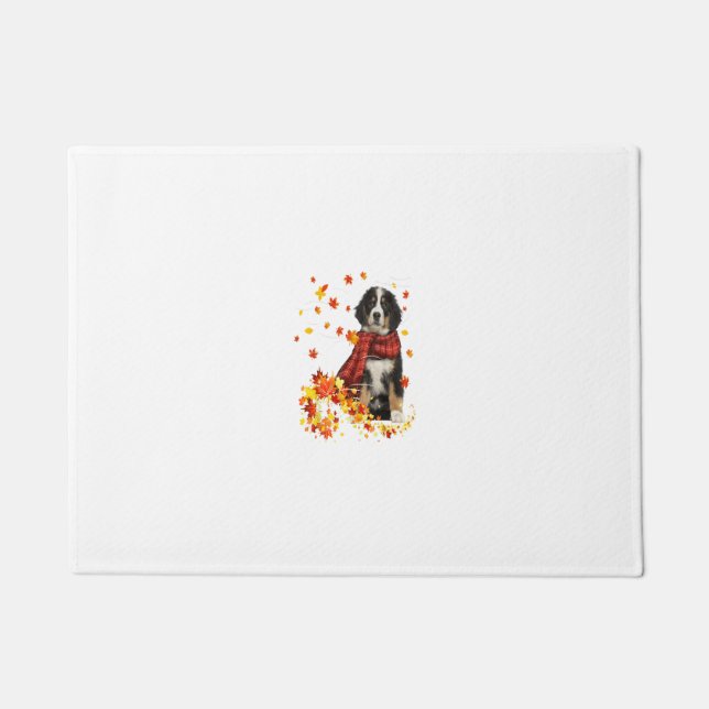 Bernese Mountain Fall Red Scarf Herbstleaf Geschen Fußmatte (Vorderseite)