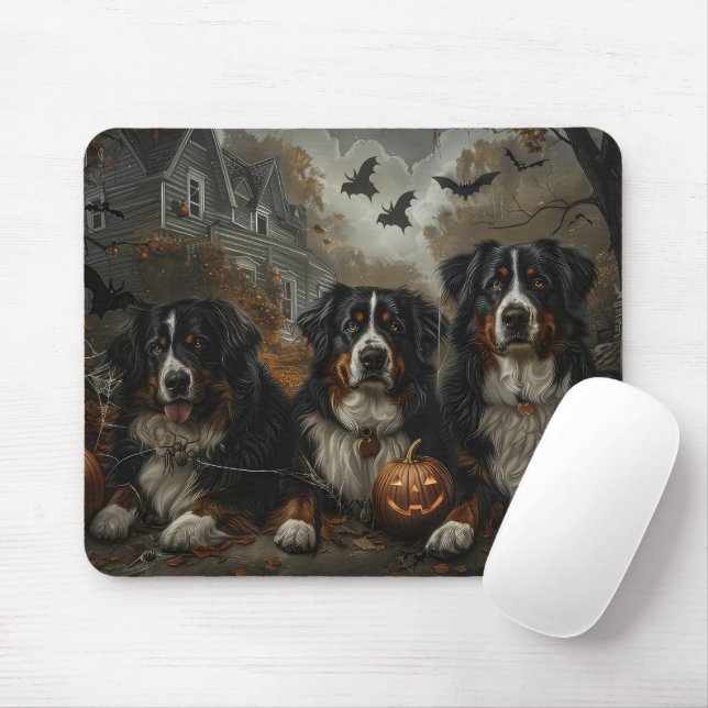 Bernese Mountain Halloween Night Doggy Delight Mousepad (Mit Mouse)