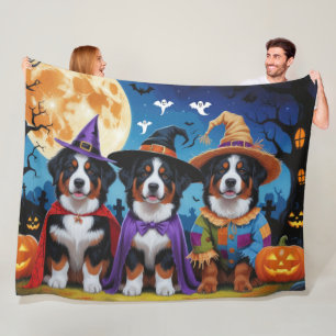 Bernese Mountain Hogs Pumpkin Halloween Funny Fleecedecke