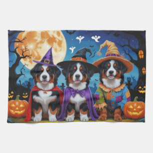 Bernese Mountain Hogs Pumpkin Halloween Funny Geschirrtuch