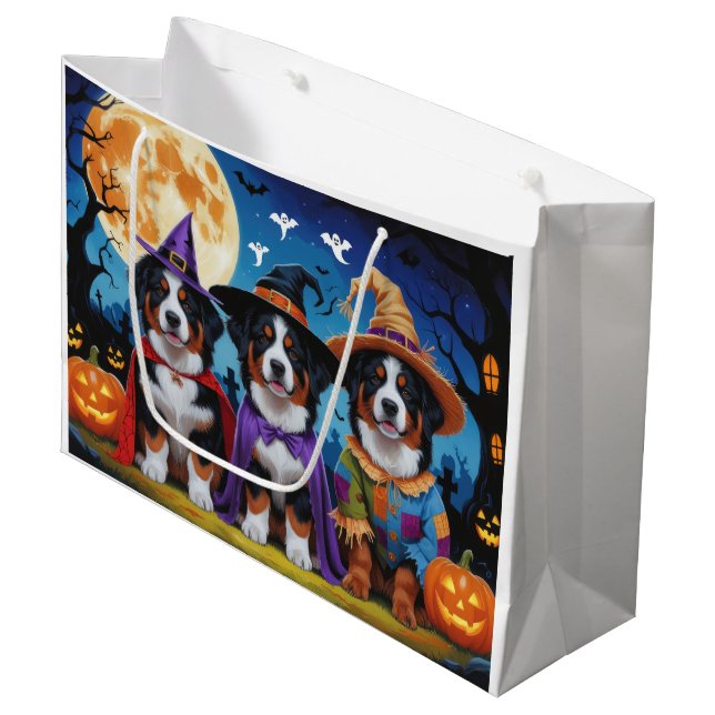 Bernese Mountain Hogs Pumpkin Halloween Funny Große Geschenktüte (Vorderseite Schrägansicht)