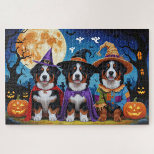 Bernese Mountain Hogs Pumpkin Halloween Funny Puzzle