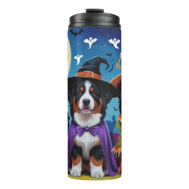 Bernese Mountain Hogs Pumpkin Halloween Funny Thermosbecher (Vorderseite)