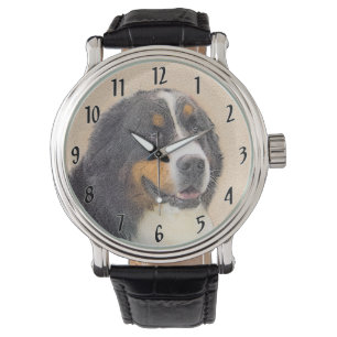 Bernese Mountain Hund 2 Gemälde - Original Hunde K Armbanduhr