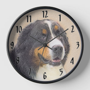 Bernese Mountain Hund 2 Gemälde - Original Hunde K Uhr