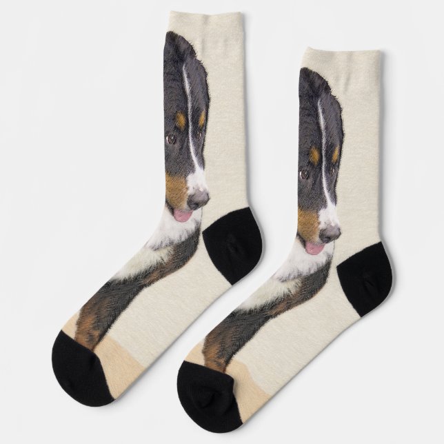 Bernese Mountain Hund 2 Malerei - Niedlich Origina Socken (Linkes Detail)