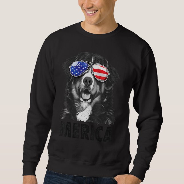 Bernese Mountain Hund 4. Juli Merica Men Americ Sweatshirt (Vorderseite)