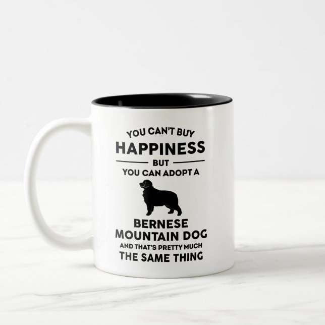 Bernese Mountain Hund Adoption Glück Zweifarbige Tasse (Links)