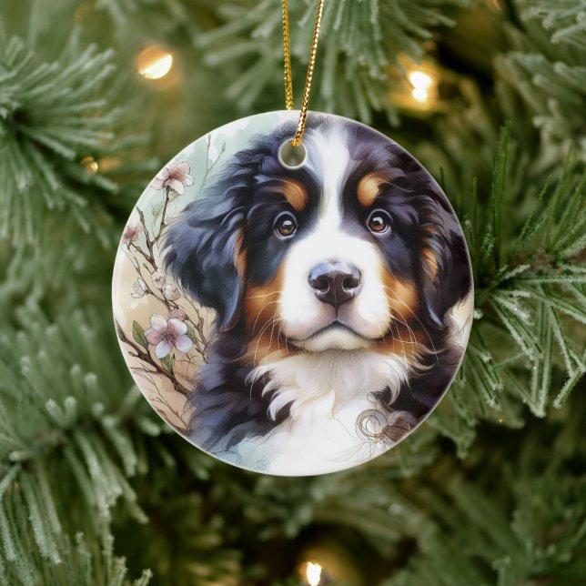 Bernese Mountain Hund AI Welppy Keramik Ornament (Baum)
