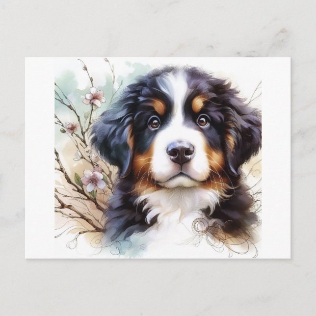 Bernese Mountain Hund AI Welppy Postkarte (Vorderseite)