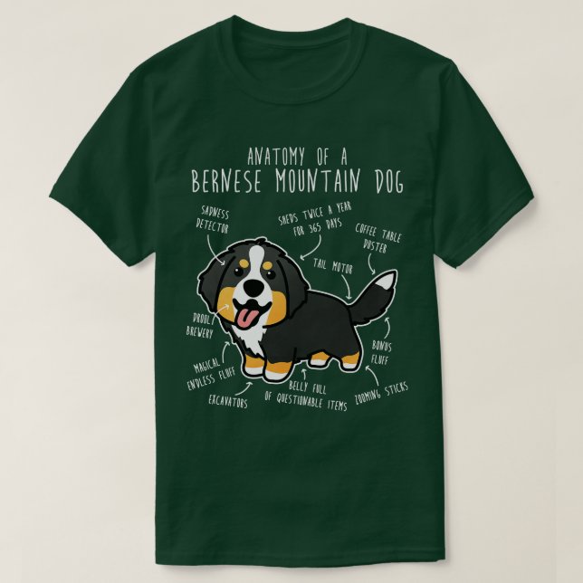 Bernese Mountain Hund Anatomie T-Shirt (Design vorne)