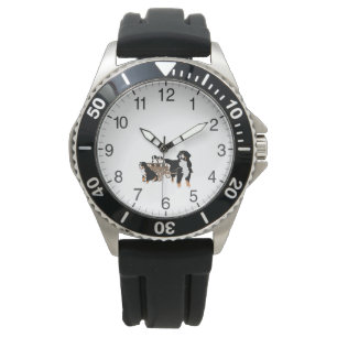 Bernese Mountain Hund Familie mit Holzwagen Armbanduhr