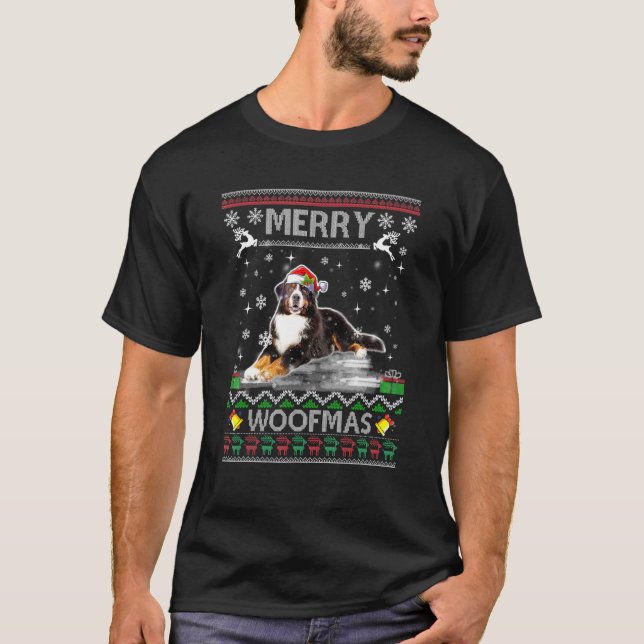 Bernese Mountain Hund für fröhliche Weihnachtsmänn T-Shirt (Vorderseite)